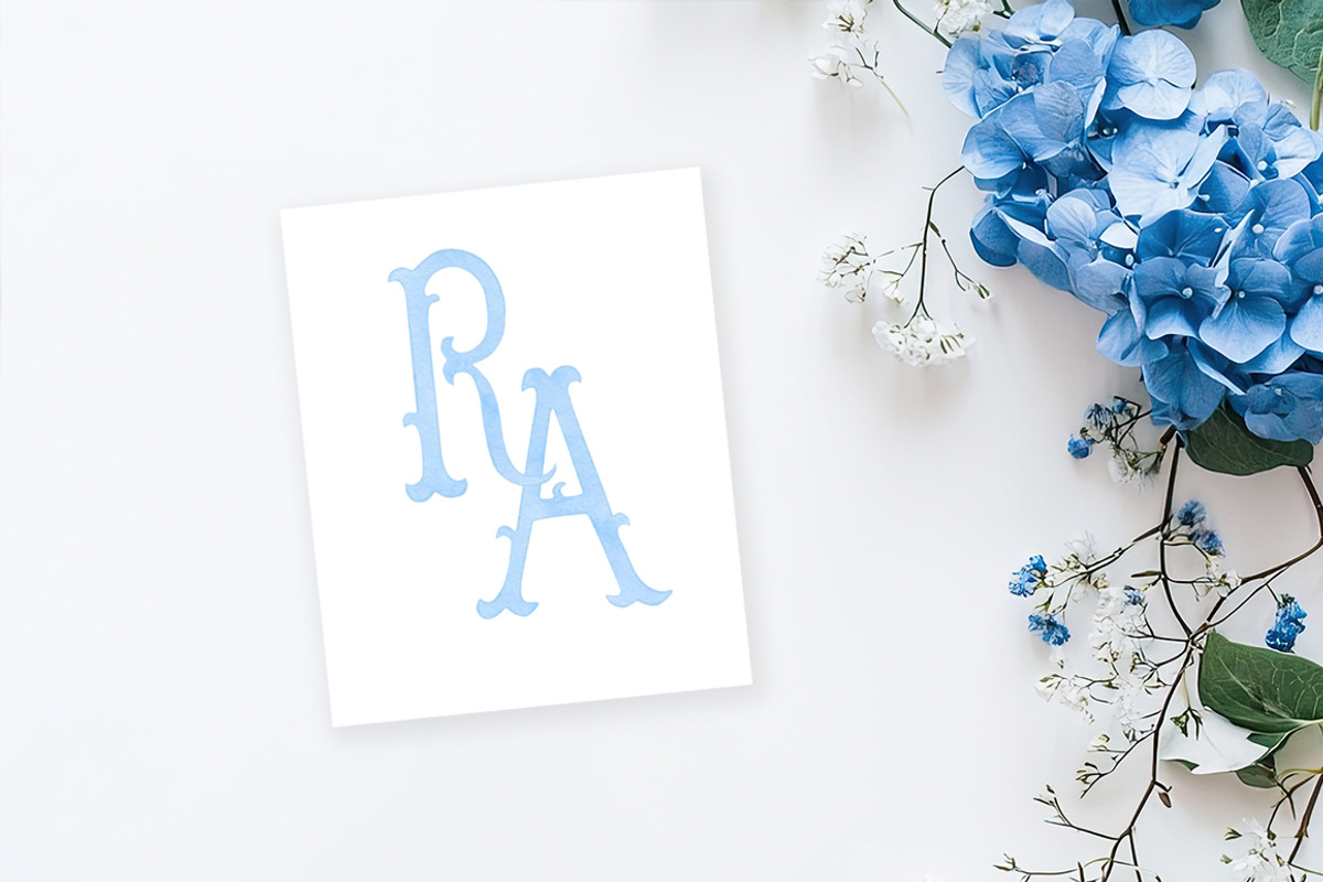 Watercolor Vintage Blue Alphabet, a Decorative Illustration by SvetaArtStore (Photo 6 of 6)