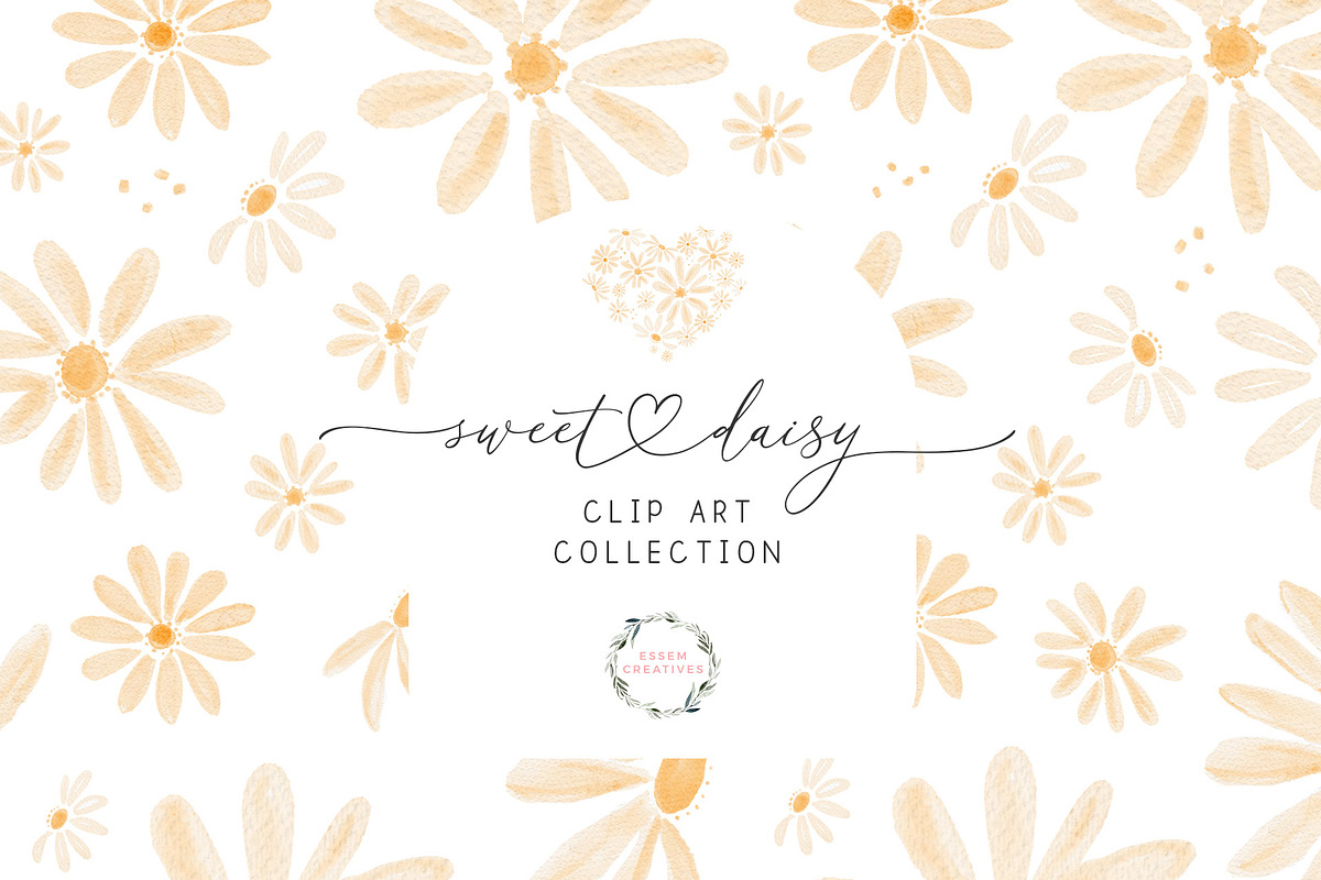 Watercolor Daisy Clipart Floral Card, a Decorative Illustration by Essem Creatives (Photo 1 of 5)