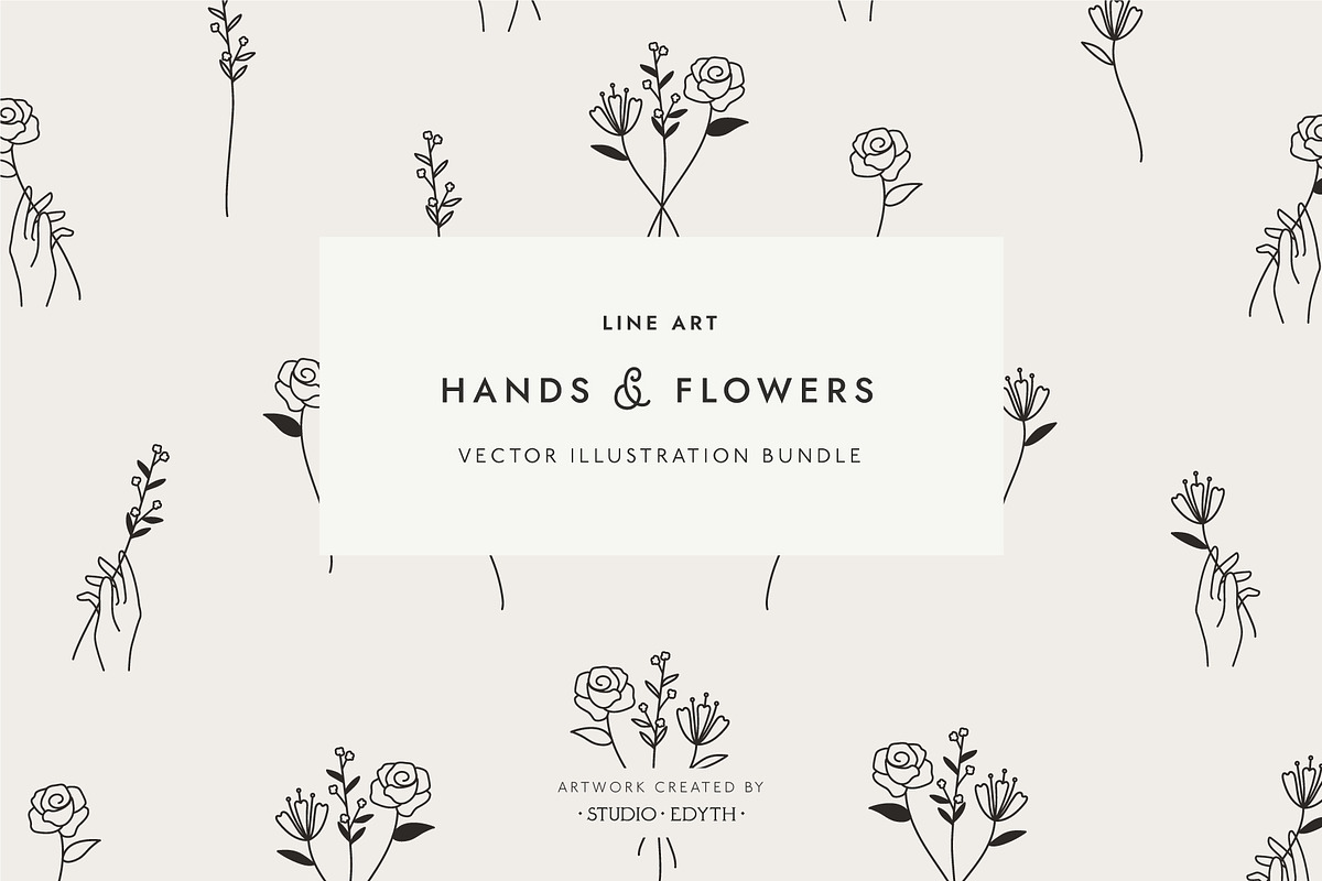 Hand and Flower Logo Elements, an Illustration by Studio Edyth (Photo 1 of 4)