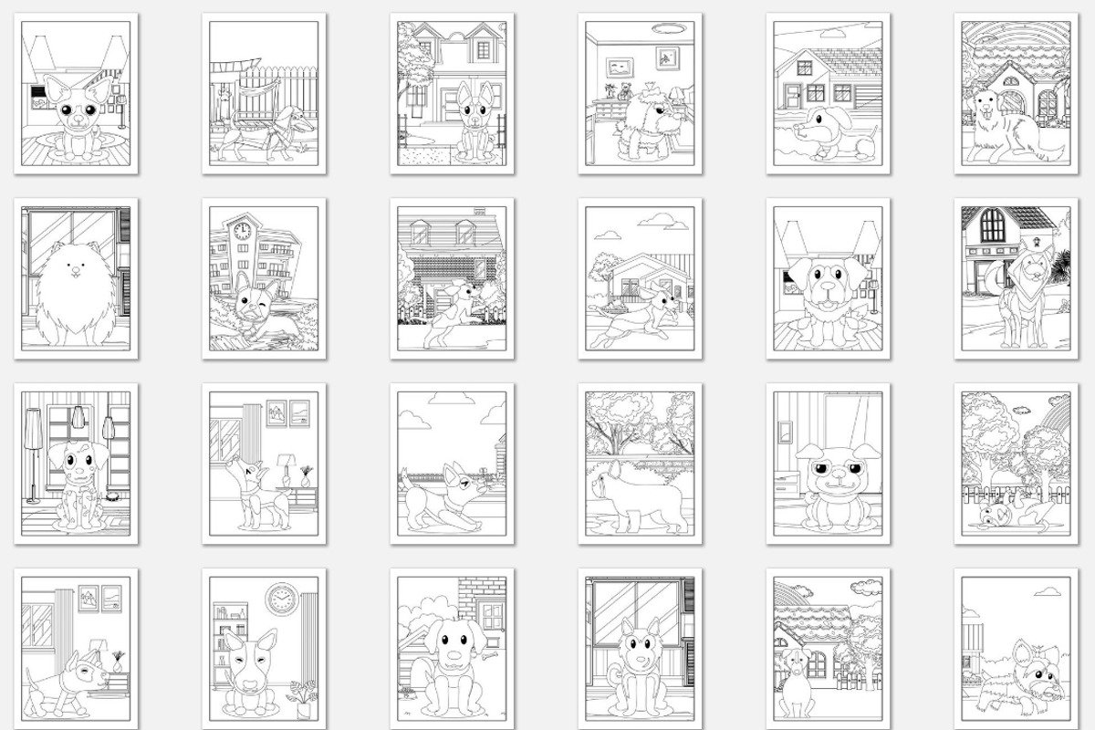 237 Cute Dog Coloring Pages Vector, an Animal Illustration by Blue Digital Studio (Photo 5 of 9)