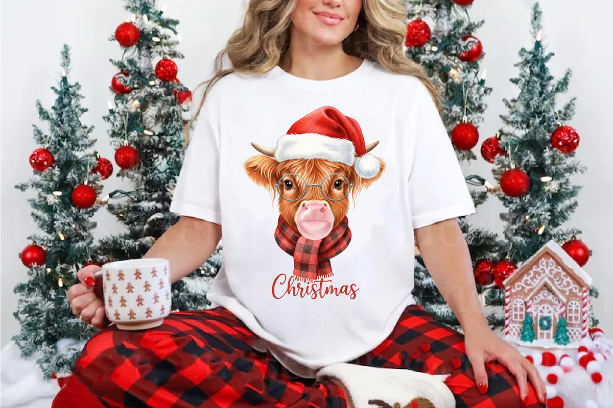 Christmas Farm Highland Cow Sublimai, an Illustration by DreamArtGraphic (Photo 4 of 5)
