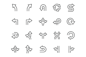 Line Direction Icons, an Outline Icon by Davooda