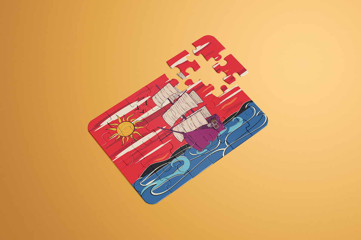 Jigsaw Puzzle Board with Box Mockup, a Packaging Mockup by Sheikhadesign (Photo 8 of 12)