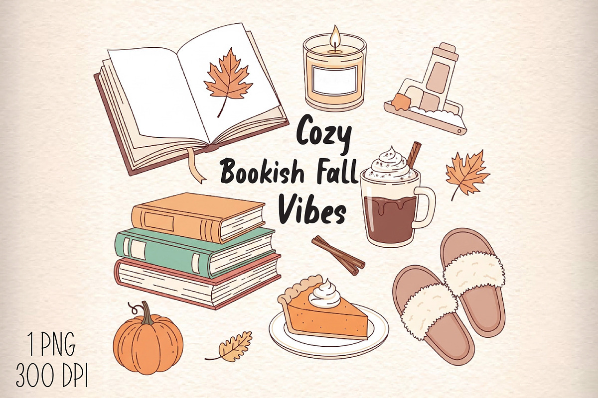 Bookish Fall Vibes PNG, an Illustration by Daily.Designs (Photo 1 of 3)