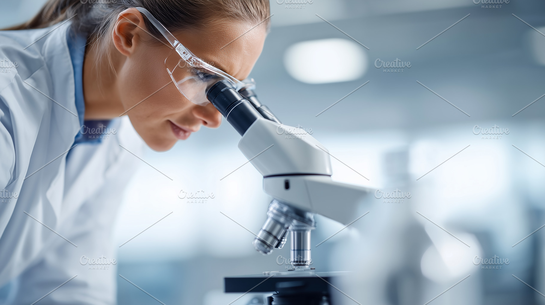 Female scientist with safety glasses, a Health & Medical Photo by MistyDay