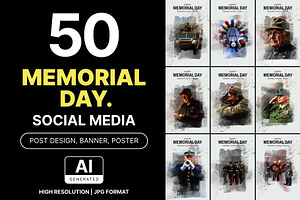 50 Memorial day Posts design set, a Social Media Template by Walldecorated