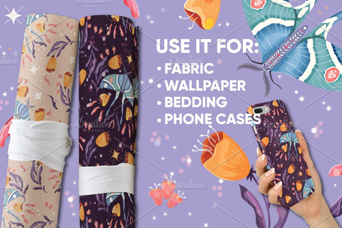 Moths, graphics and seamless pattern, a Pattern Graphic by Blue Lela Design (Photo 5 of 5)