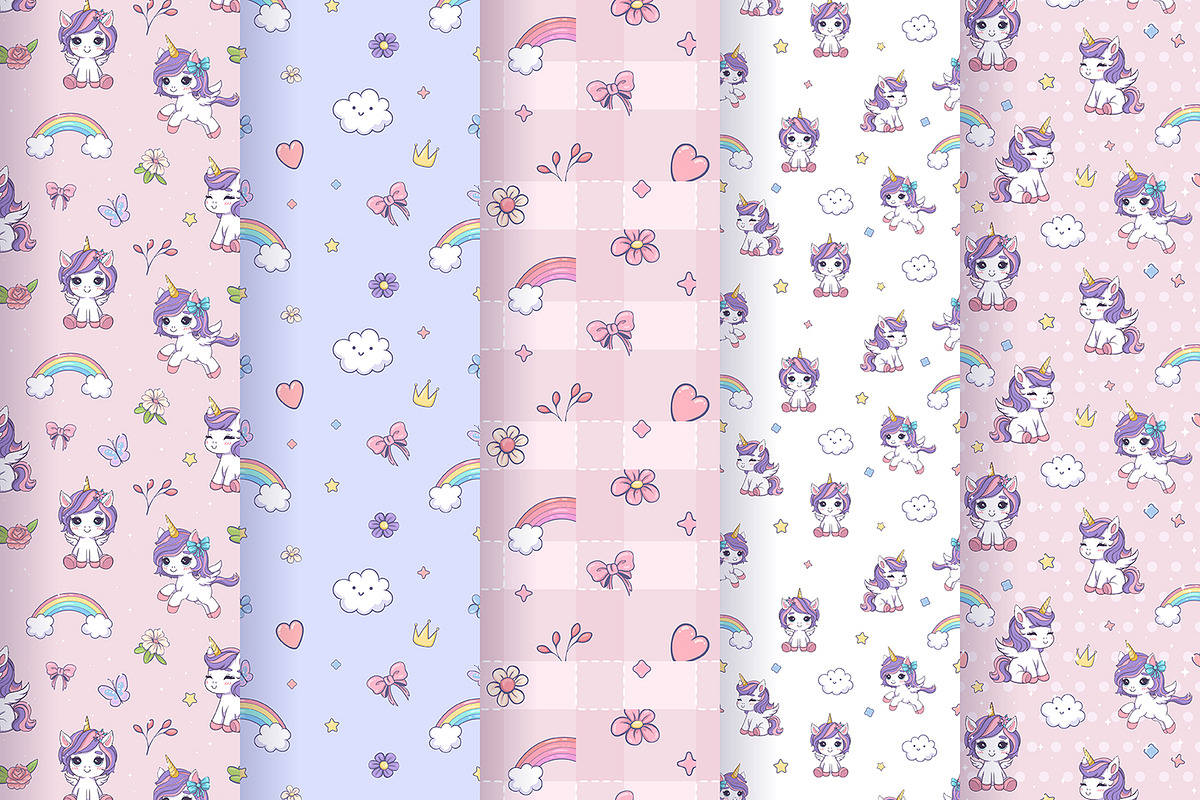 10 Cute  UNICORN Patterns. Vector, a Pattern Graphic by HmarkaShop (Photo 2 of 4)