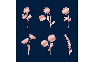 Rose golden botanical elements set, an Object Illustration by okskukuruza