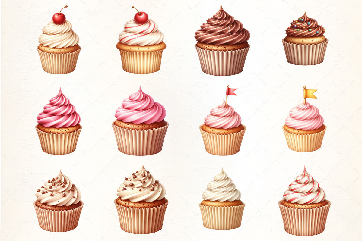 Cupcake Clipart, an Illustration by CrexoraLab (Photo 3 of 5)
