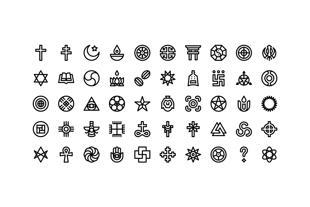 50 Religion and Belief Sytem Icons, an Outline Icon by Side Project (Photo 2 of 7)