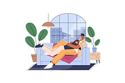 People relaxing on couch at home set, a Person Illustration by PaperTrident (Thumbnail 4 of 5)