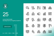 25 Luxury Real Estate Icons, an Outline Icon by IconBunny (Thumbnail 1 of 2)