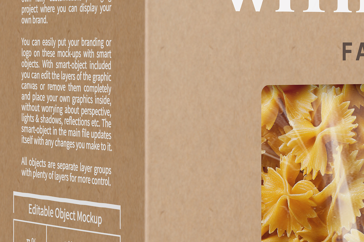Kraft Box with Pasta Mockup, a Packaging Mockup by Reformer Mockup (Photo 2 of 4)