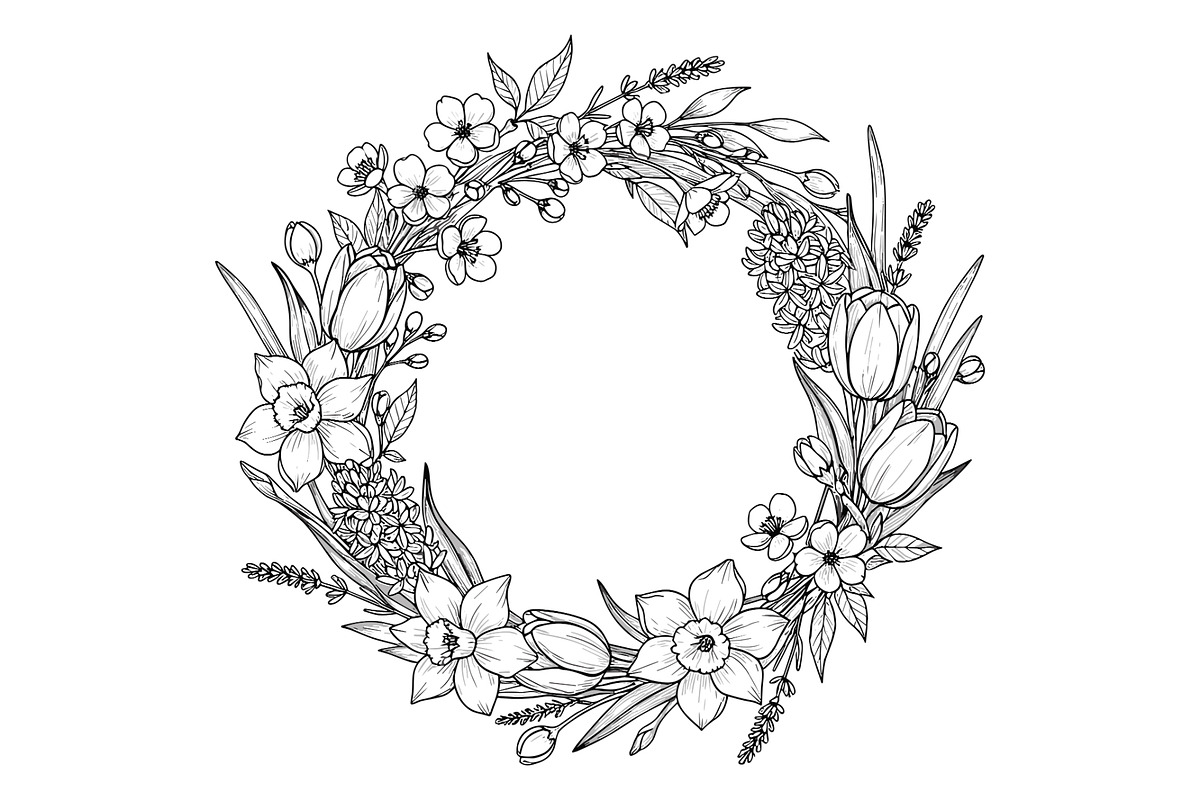 Easter Floral Botanical Frame Bundle, an Object Illustration by Designer_Momina (Photo 5 of 14)