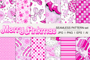 Barbie Pink Christmas pattern set, a Pattern Graphic by @olga.angelloz (Thumbnail 1 of 2)
