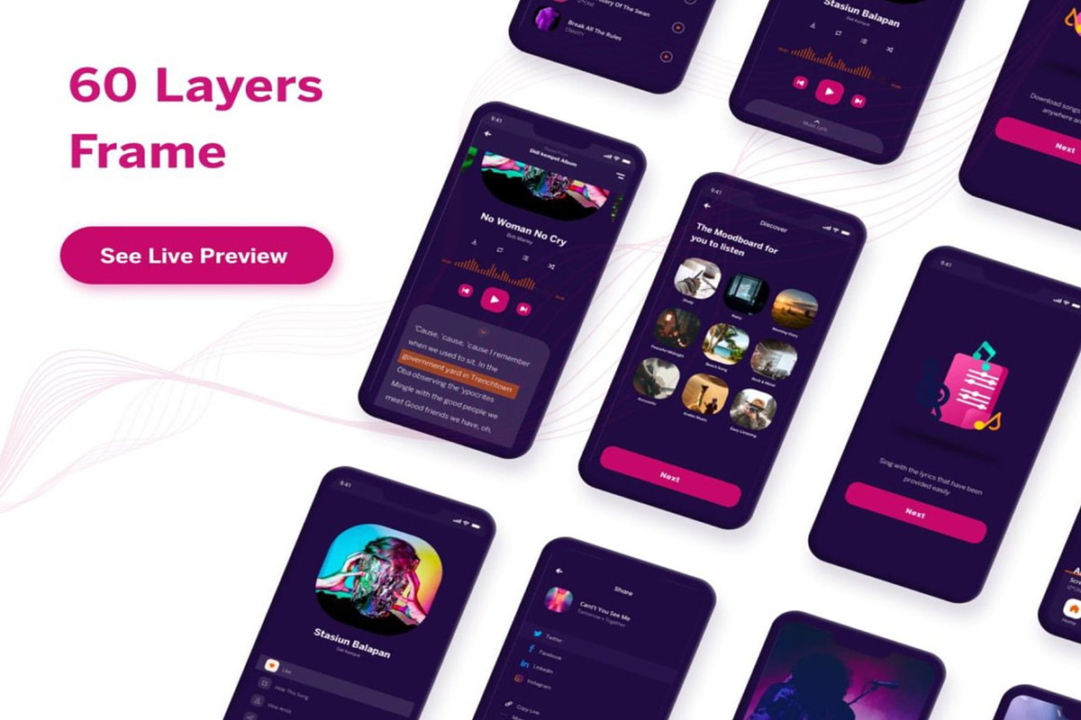 Lagunya - Music Apps Mobile Ui Kit, an UI Kit Template by Lumina_ui_ux202 (Photo 4 of 6)