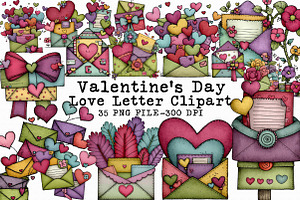 Valentine's Day Love Letter Clipart, an Illustration by Libby Wishes
