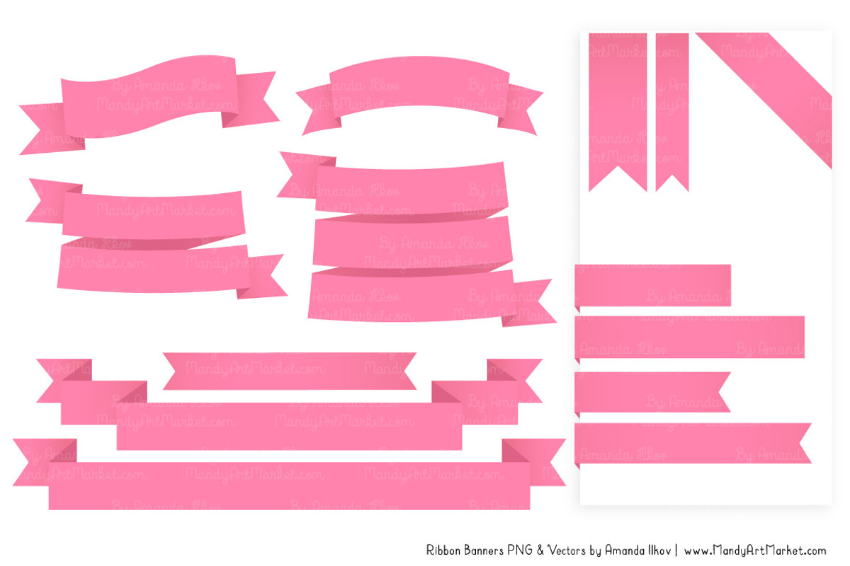 Pink Ribbon Banner Clipart, an Illustration by Amanda Ilkov (Photo 4 of 4)