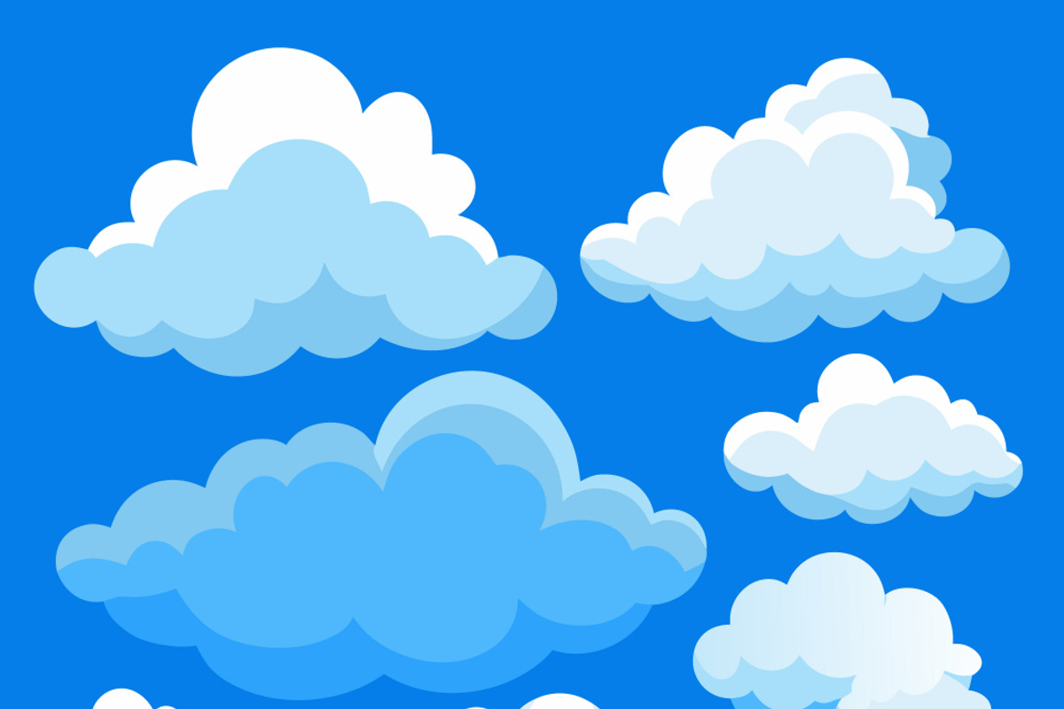 Cartoon clouds floating in blue sky, an Object Illustration by SouravDesign (Photo 2 of 3)