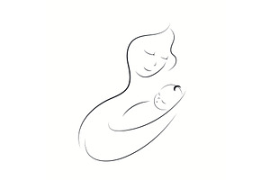 Mother and baby line drawing, a Person Illustration by sceptical cactus