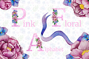 Pink Floral Alphabet, a Decorative Illustration by Milla_Zelenyuk_art (Thumbnail 1 of 3)