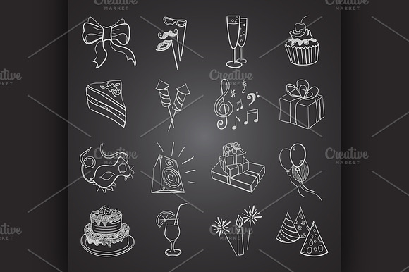 Hand Drawn Party Icon Set