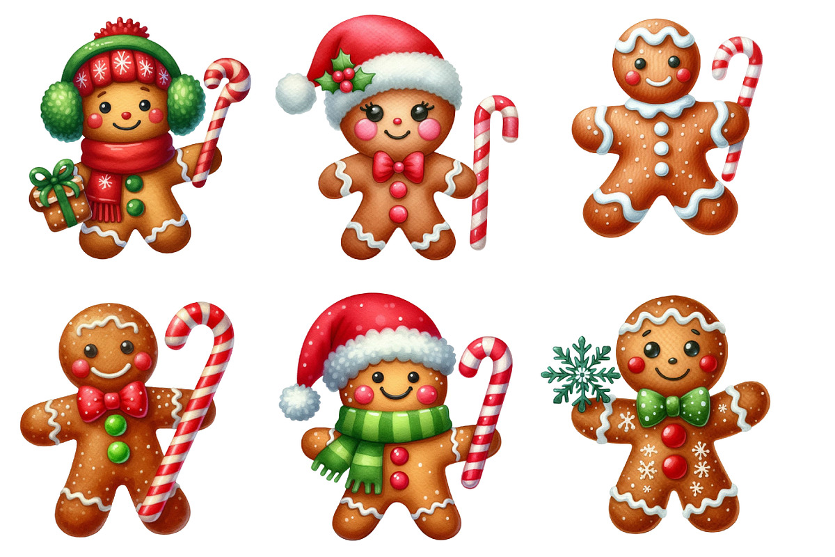 Watercolor Gingerbread Man Clipart, an Illustration by Designworld (Photo 2 of 6)