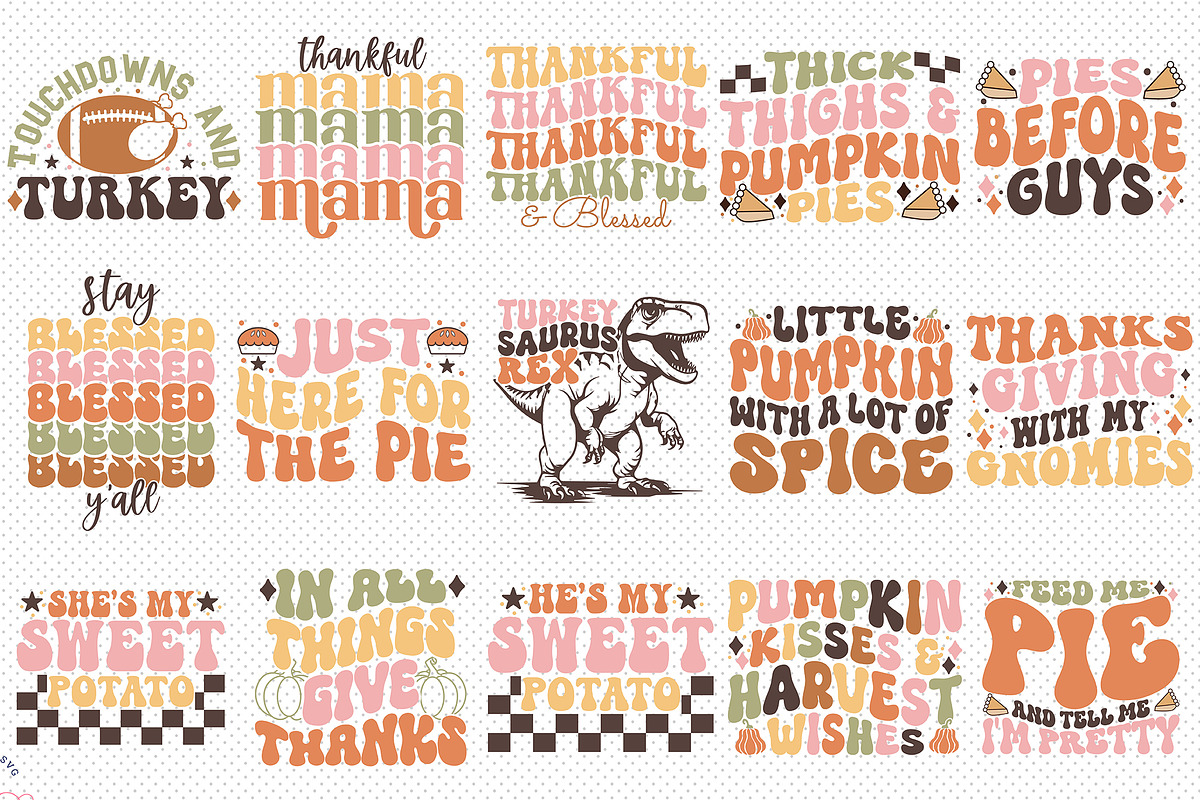 Retro Thanksgiving SVG Bundle, a Graphic by CraftlabSVG (Photo 3 of 16)