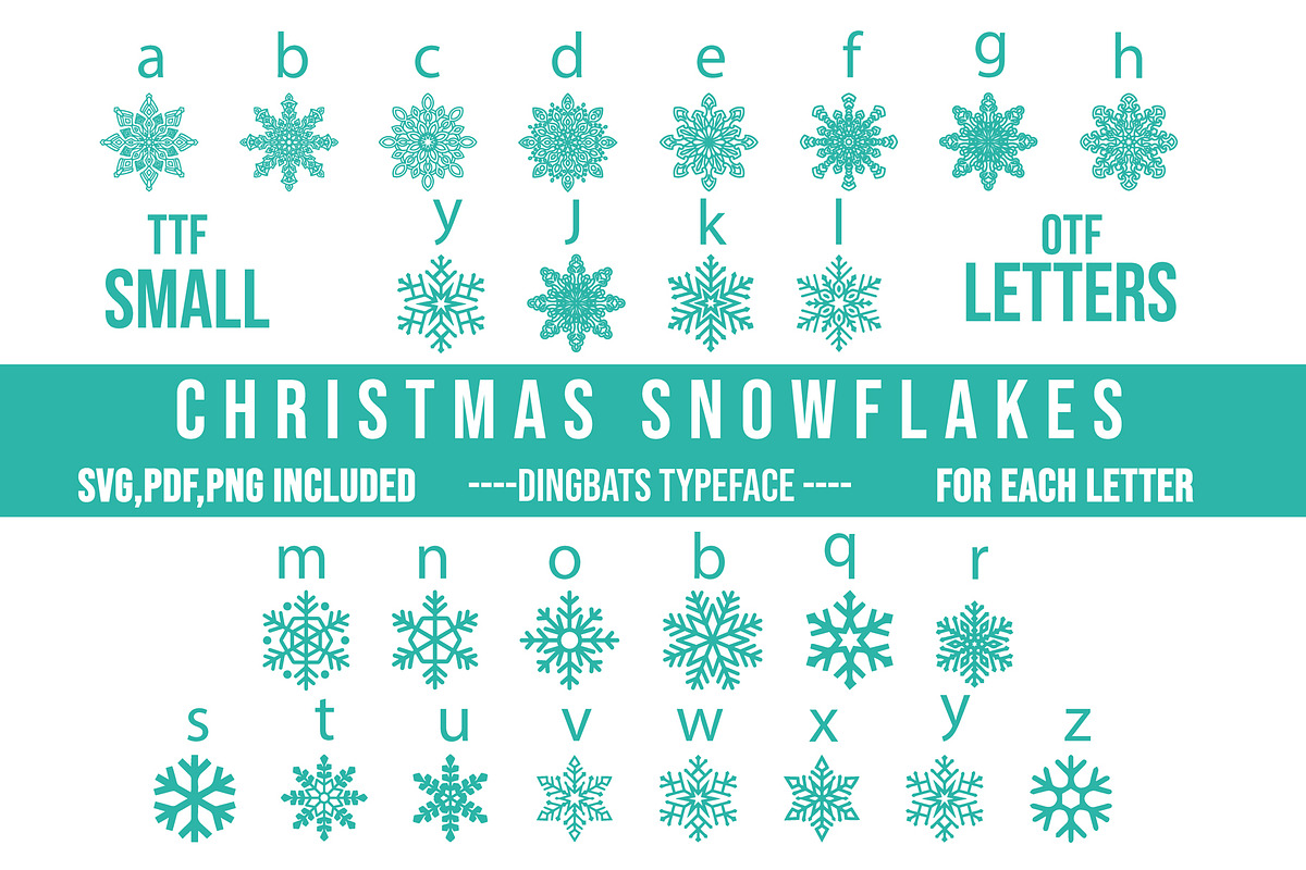 Christmas Snowflakes Dingbats Font, a Symbol Font by Minimalartstudio (Photo 1 of 3)
