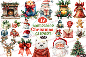 Christmas Watercolor Clipart Set, an Illustration by DreamCafeArt