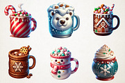 Holiday Hot Cocoa & Mugs Clipart Set, an Illustration by RobertsArt (Thumbnail 4 of 5)