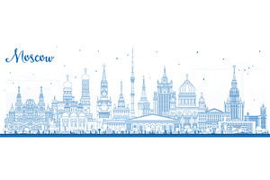 Outline Moscow Russia city skyline., an Illustration by Booblgum