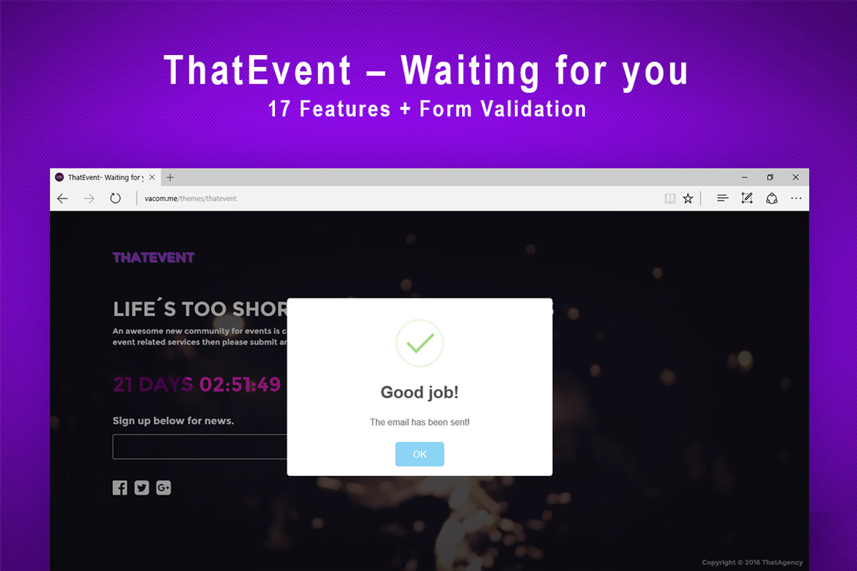 ThatEvent – Coming Soon Theme, a HTML Template by Storytics (Photo 2 of 4)