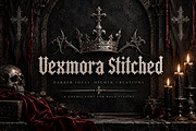 Vexmora Stitched – Distressed Font, a Script Font by Wow Magic (Thumbnail 1 of 5)