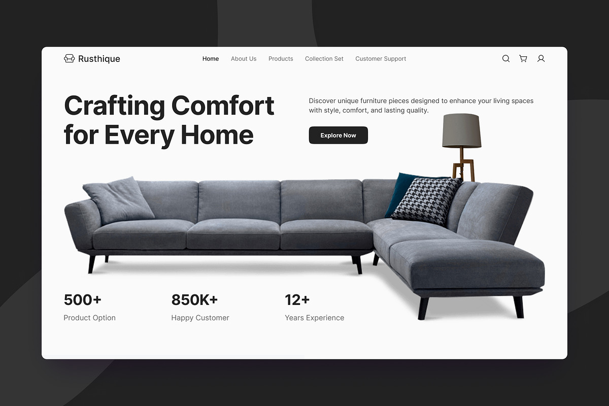 Home Furniture Landing Page, an UI Kit Template by peterdraw (Photo 2 of 3)