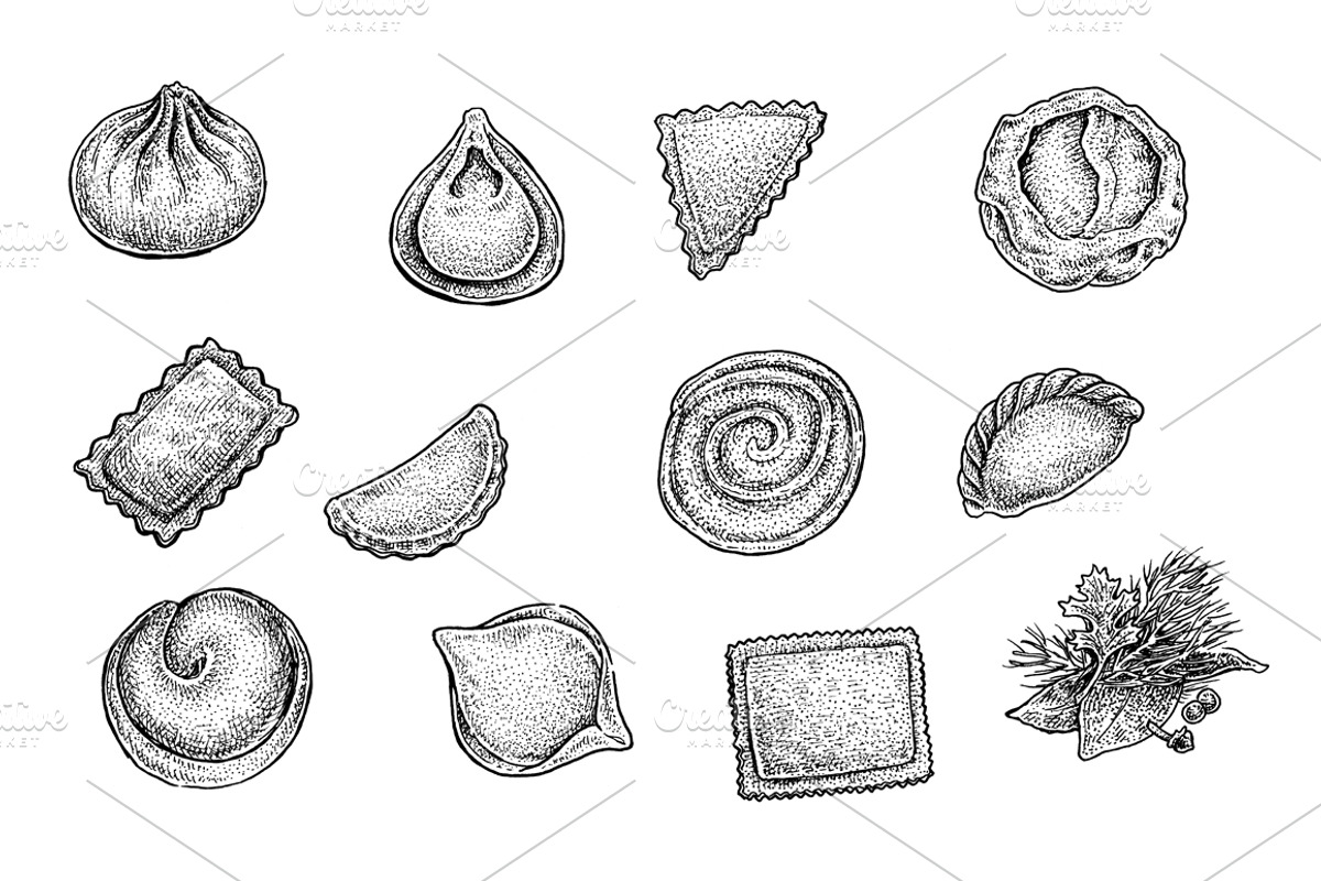 Pelmeni Set, a Food Illustration by Eugenia Hauss Design (Photo 2 of 2)