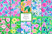 Seamless Floral Patterns, a Pattern Graphic by The Preppy Artist (Thumbnail 1 of 11)