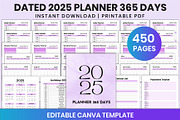 Dated 2025 Planner 365 Days Canva, a Stationery Template by Shumaya (Thumbnail 1 of 4)