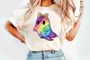 Iridescent Ghost Pumpkin PNG, an Illustration by Watercolor design