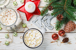 Hot chocolate  with marshmallow stock photo containing breakfast and christmas