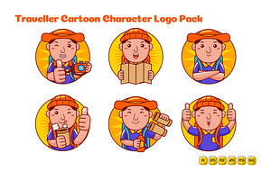 Traveller Cartoon Character Logo