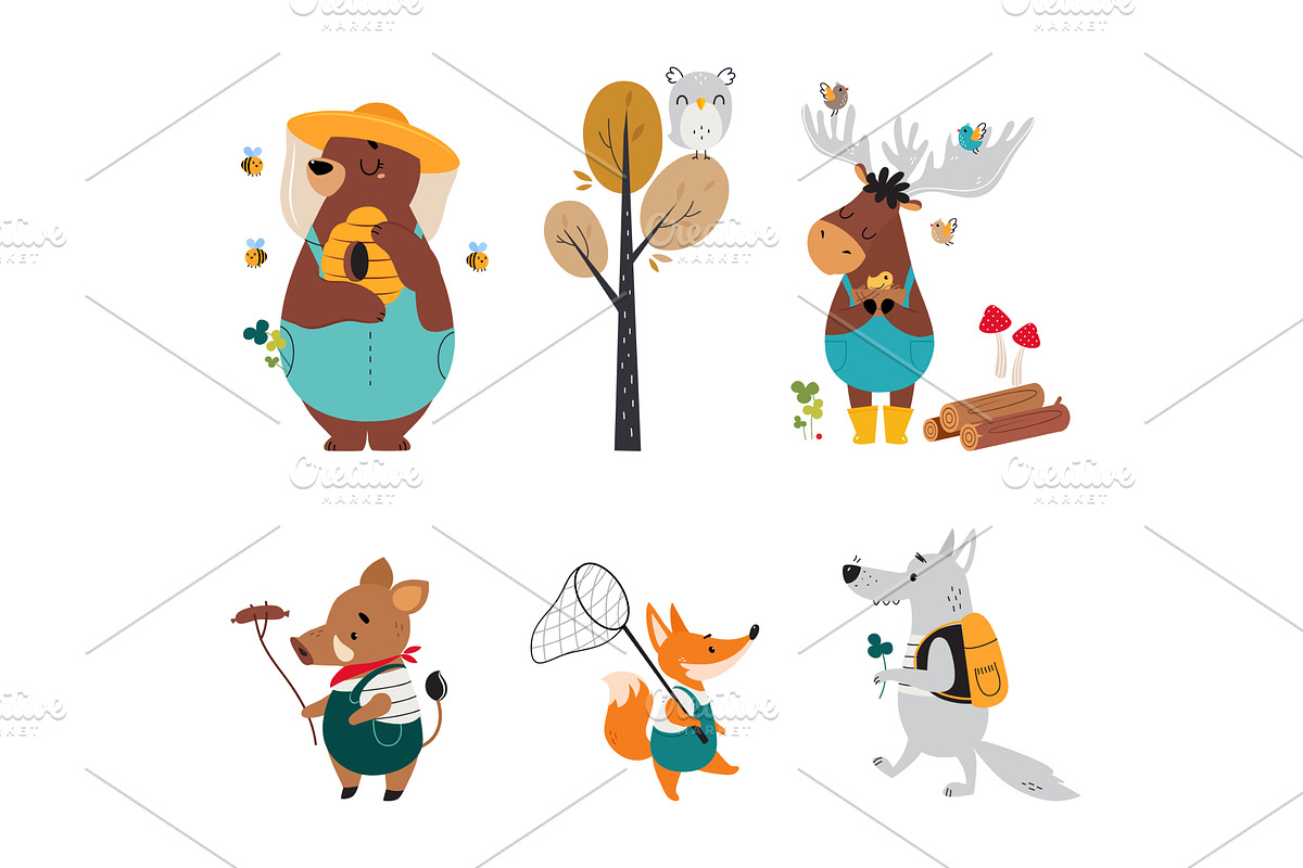 Cute Forest Animal Walking and, an Animal Illustration by TopVectors