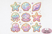 Faux Patchwork Seashell Clam Summer, an Illustration by Daily.Designs (Thumbnail 1 of 5)
