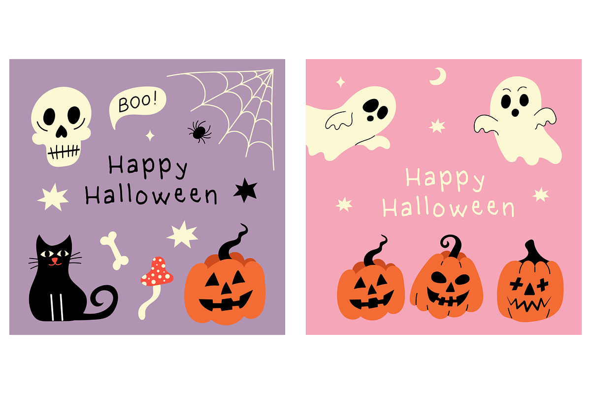 Retro Halloween Vector Set, a Seasonal Illustration by Idressart (Photo 2 of 5)