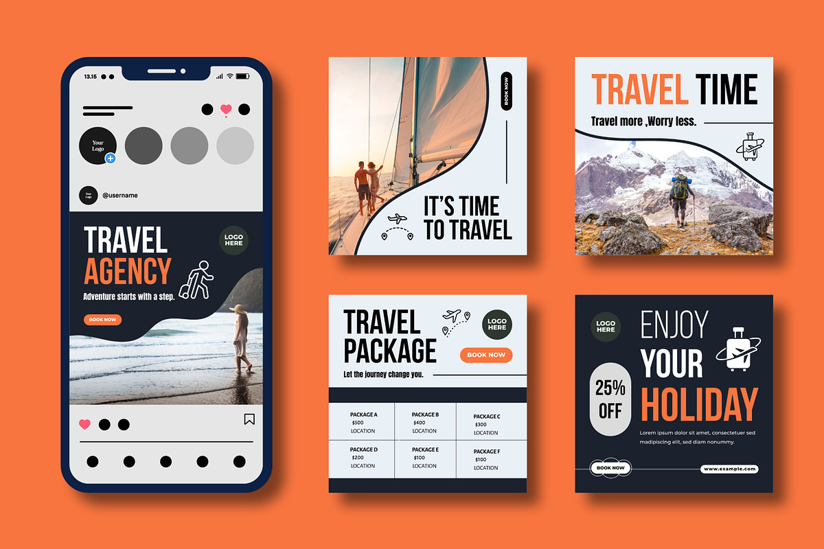 Travel Agency Social Media Post, a Social Media Template by MightyDesign (Photo 1 of 8)