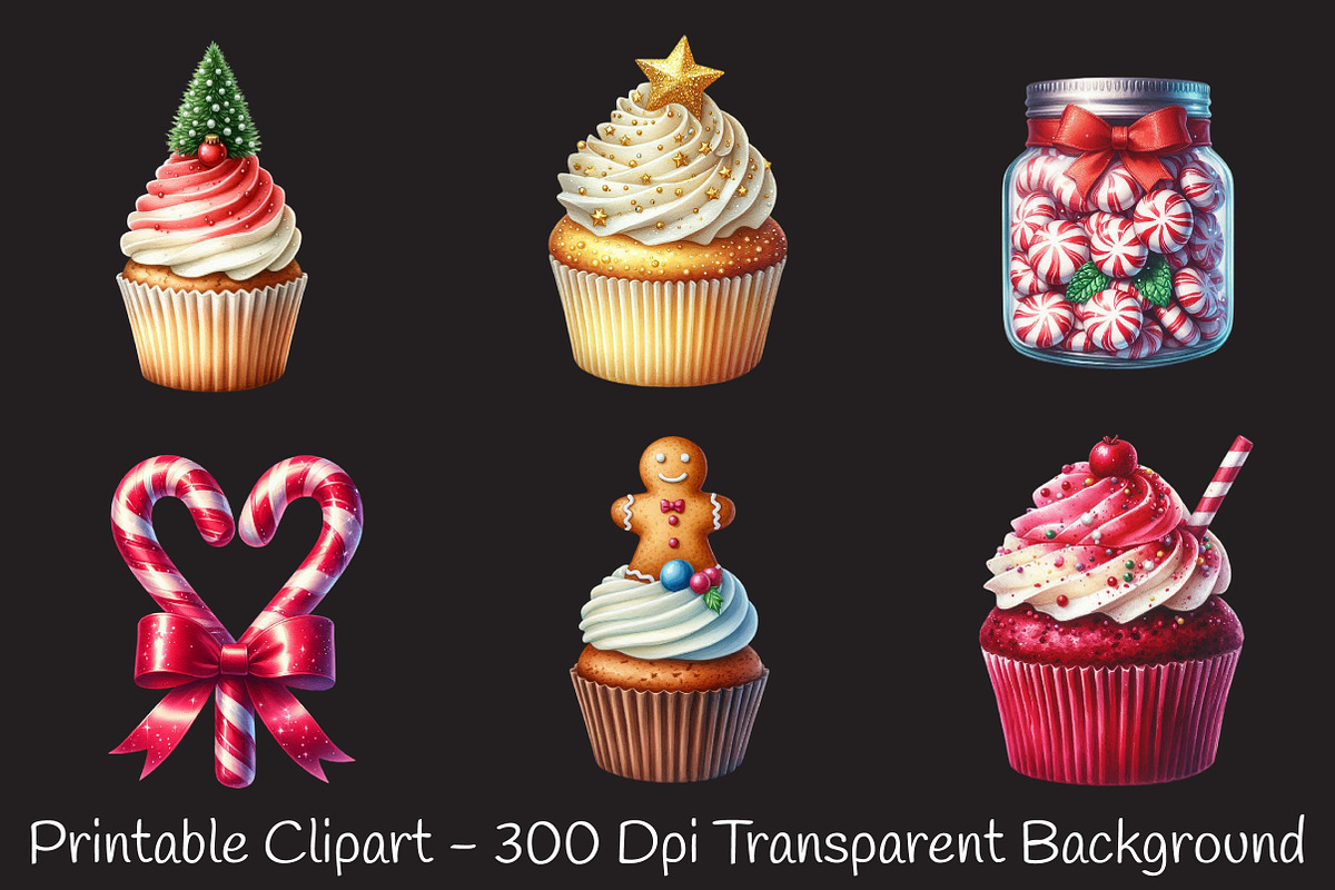 Holiday Cupcakes & Candy Clipart, an Illustration by RobertsArt (Photo 2 of 7)