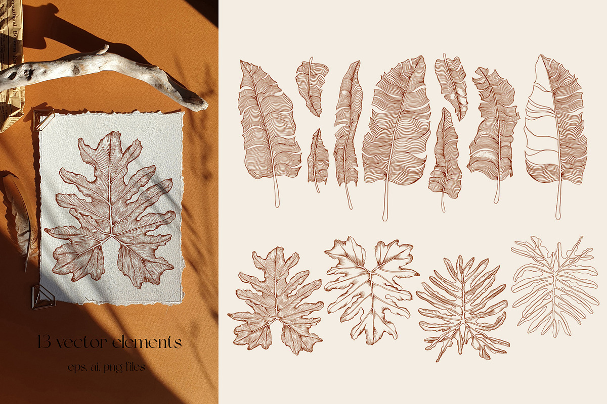 Tropical abstract leaves, a Decorative Illustration by Jeanna Draw (Photo 3 of 15)