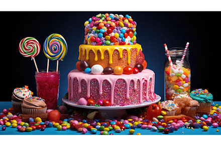 delicious multicolored cake food ai, a Background Photo by pikepicture