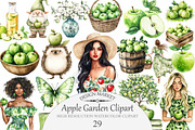 Watercolor Apple Garden Clipart, an Illustration by Design Market (Thumbnail 1 of 4)